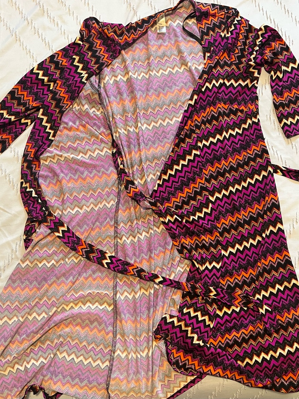 Emma & Michele Multicolor Chevron Wrap Dress Size M - Picture 4 of 5